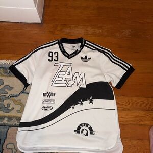 adidas White & Black Graphic Soccer Jersey